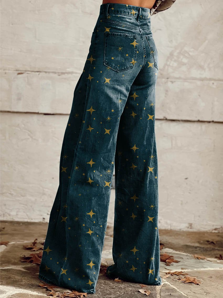 Kylie | Chic Starry Wide-Leg Jeans