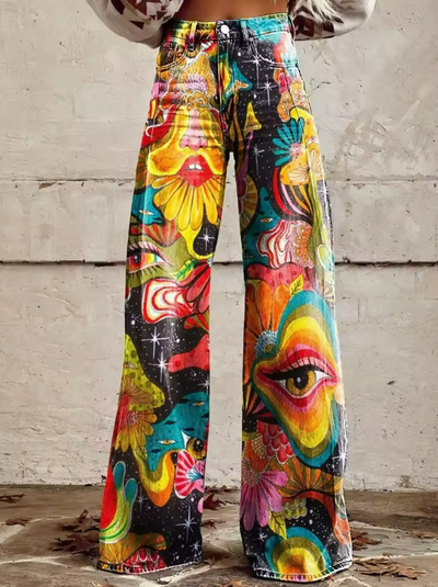 Lois | Colorful Boho Wide-Leg Jeans