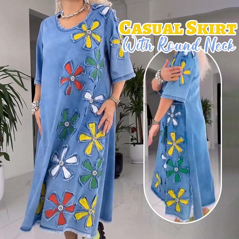 Kalena™ - Casual dress with round neck