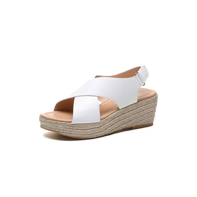 Elaine| Stylish Wedge Sandals with Cross Straps