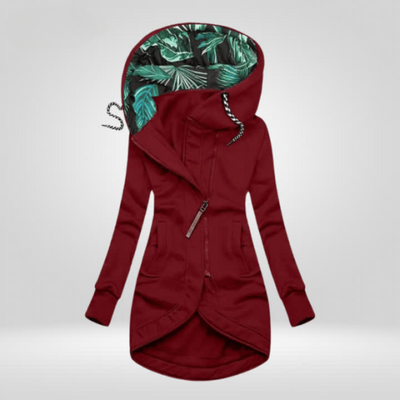 Susan | Asymmetric Autumn Jacket with Hood and Zipped
