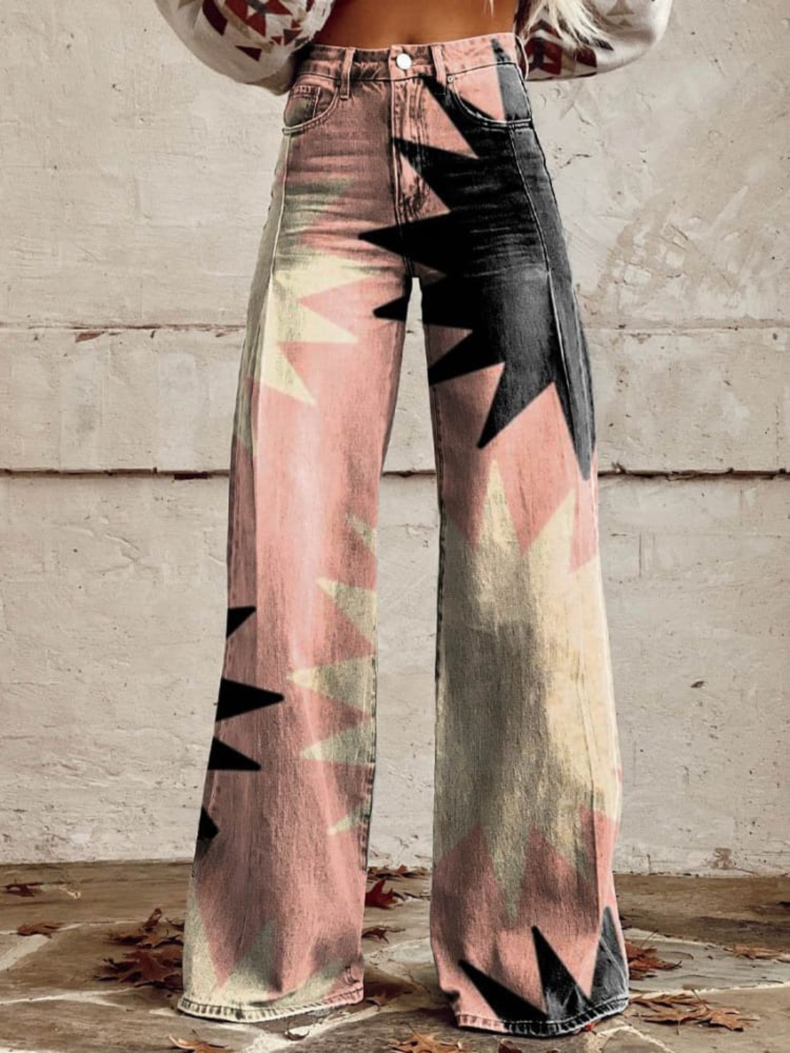 Linda | Starburst Print Wide-Leg Jeans