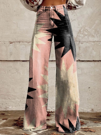 Linda | Starburst Print Wide-Leg Jeans