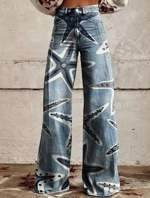 Marissa | Casual Starfish Print Jeans