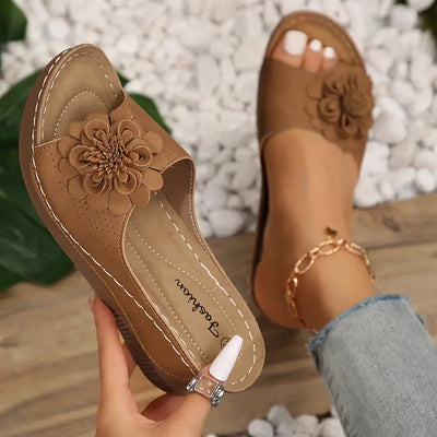 Anne™ | Stylish Floral Slip-On Wedge Sandals