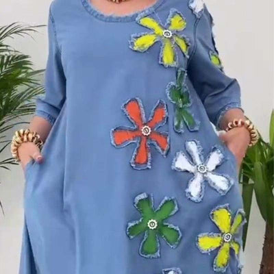 Kalena™ - Casual dress with round neck