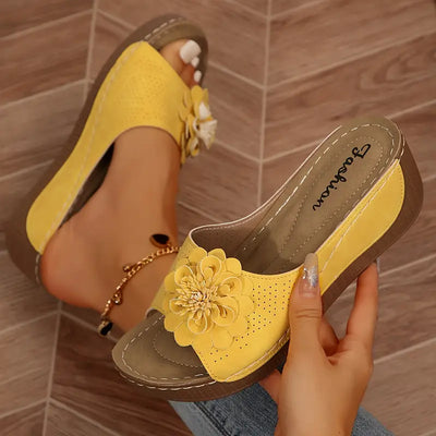 Anne™ | Stylish Floral Slip-On Wedge Sandals