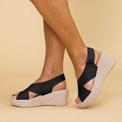 Elaine| Stylish Wedge Sandals with Cross Straps