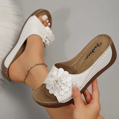 Anne™ | Stylish Floral Slip-On Wedge Sandals