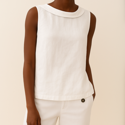 Maria™ | Sleeveless Roll Collar Top