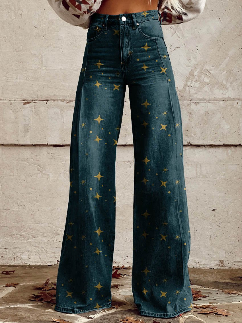Kylie | Chic Starry Wide-Leg Jeans