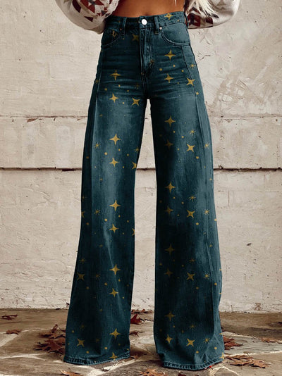 Kylie | Chic Starry Wide-Leg Jeans