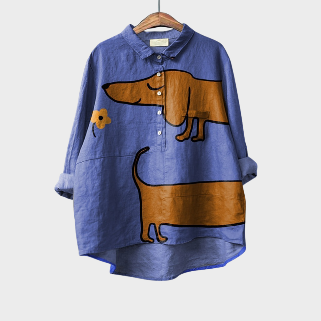 Leviana | Exclusive Women's Blouse with Dog Print