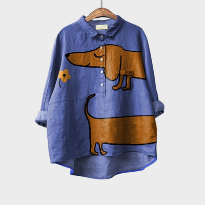 Leviana | Exclusive Women's Blouse with Dog Print