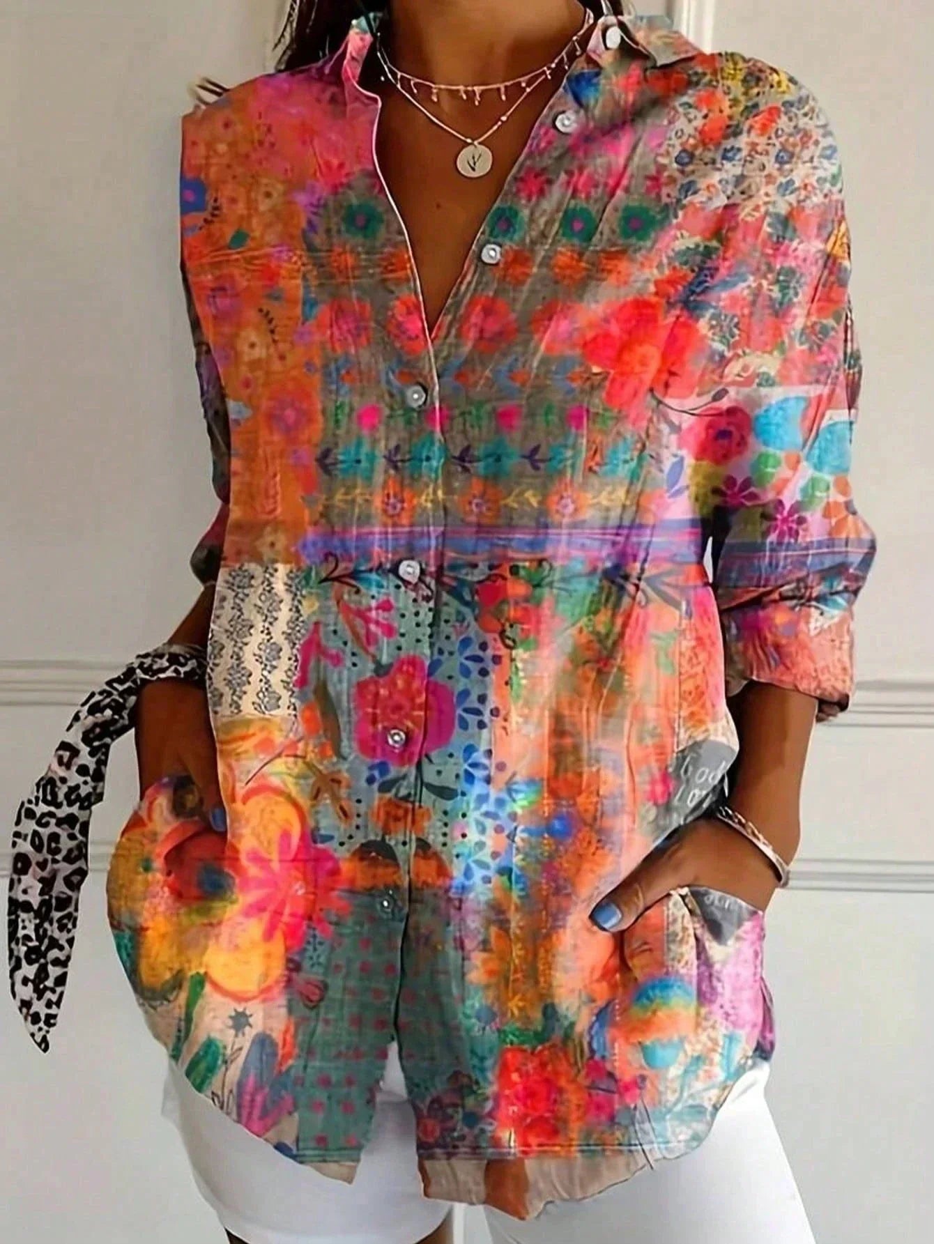 Annika | Colourful Blouse with Playful Print