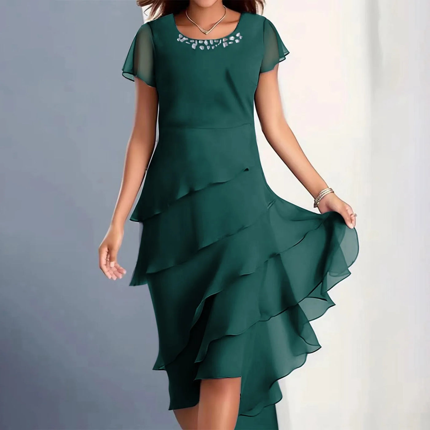Bria™ Ruffles Layered Elegant Dress