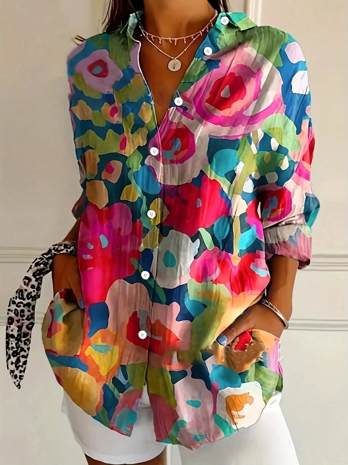 Annika | Colourful Blouse with Playful Print