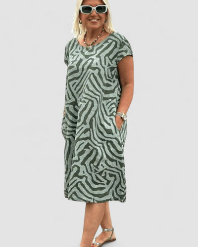 Fanny™ – Airy zebra-patterned summer dress with pockets