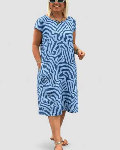 Fanny™ – Airy zebra-patterned summer dress with pockets