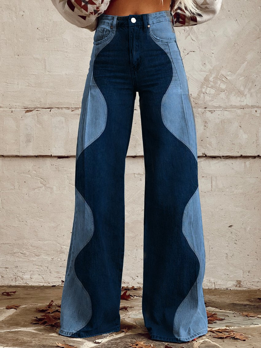 Kimberly | Curved Panel Wide-Leg Jeans