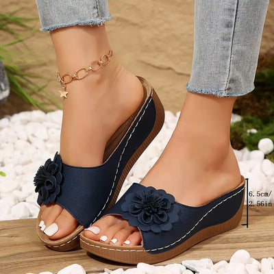 Anne™ | Stylish Floral Slip-On Wedge Sandals