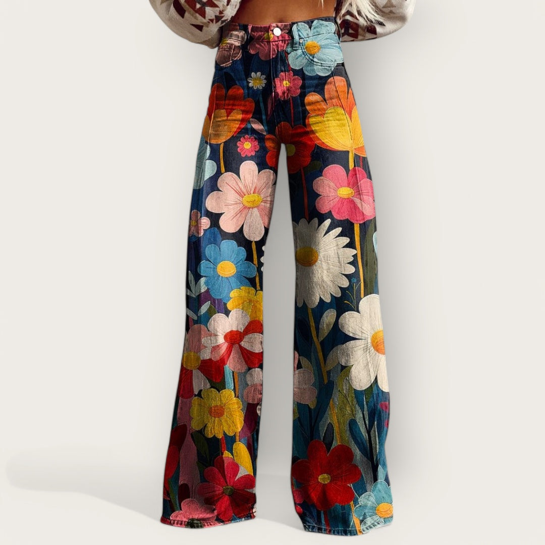 Lauren | Vintage Floral Wide-Leg Jeans