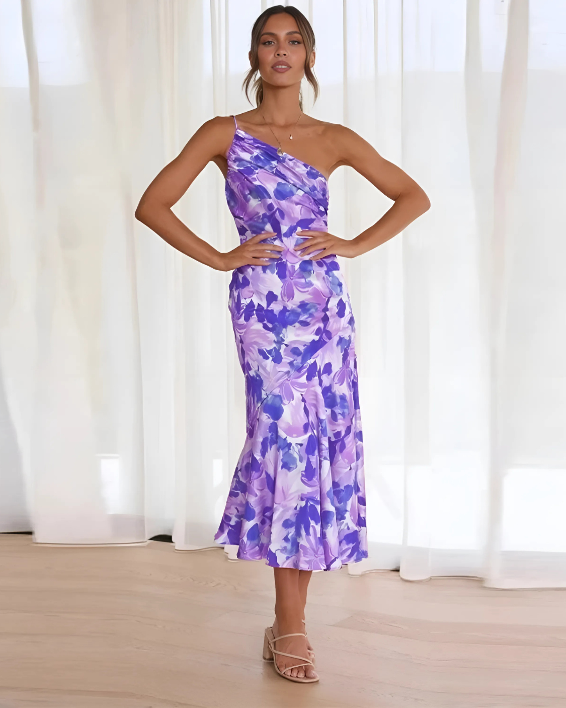 Genevieve™ One-Shoulder Floral Dress