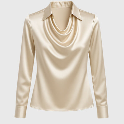SYLVIA - BLOUSE WITH LUXURIOUS SHINE AND PLEATED COLLAR