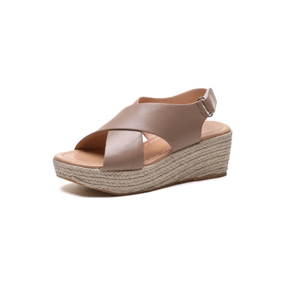 Elaine| Stylish Wedge Sandals with Cross Straps