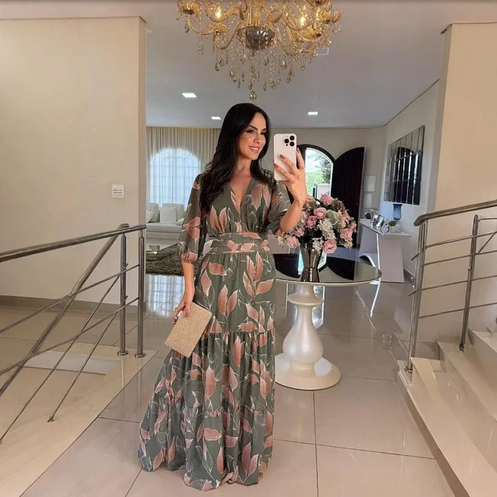 CLAUDIA | Long Floral Dress with a Comfortable Fit for Elegant Days