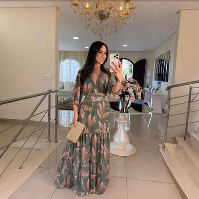 CLAUDIA | Long Floral Dress with a Comfortable Fit for Elegant Days