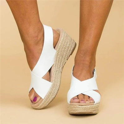 Elaine| Stylish Wedge Sandals with Cross Straps
