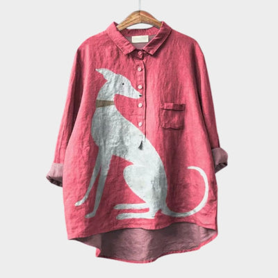 Leviana | Exclusive Women's Blouse with Dog Print