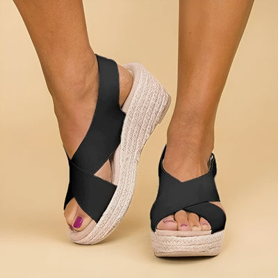 Elaine| Stylish Wedge Sandals with Cross Straps